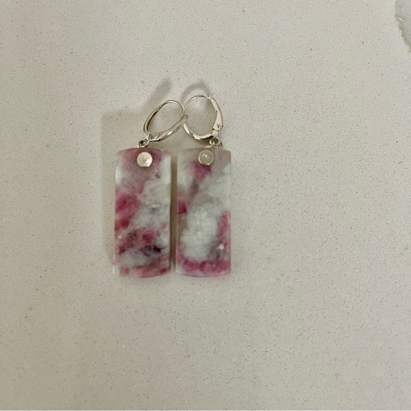 One of a kind sterling silver 926 Tourmaline slice earrings - Picture 5 of 8